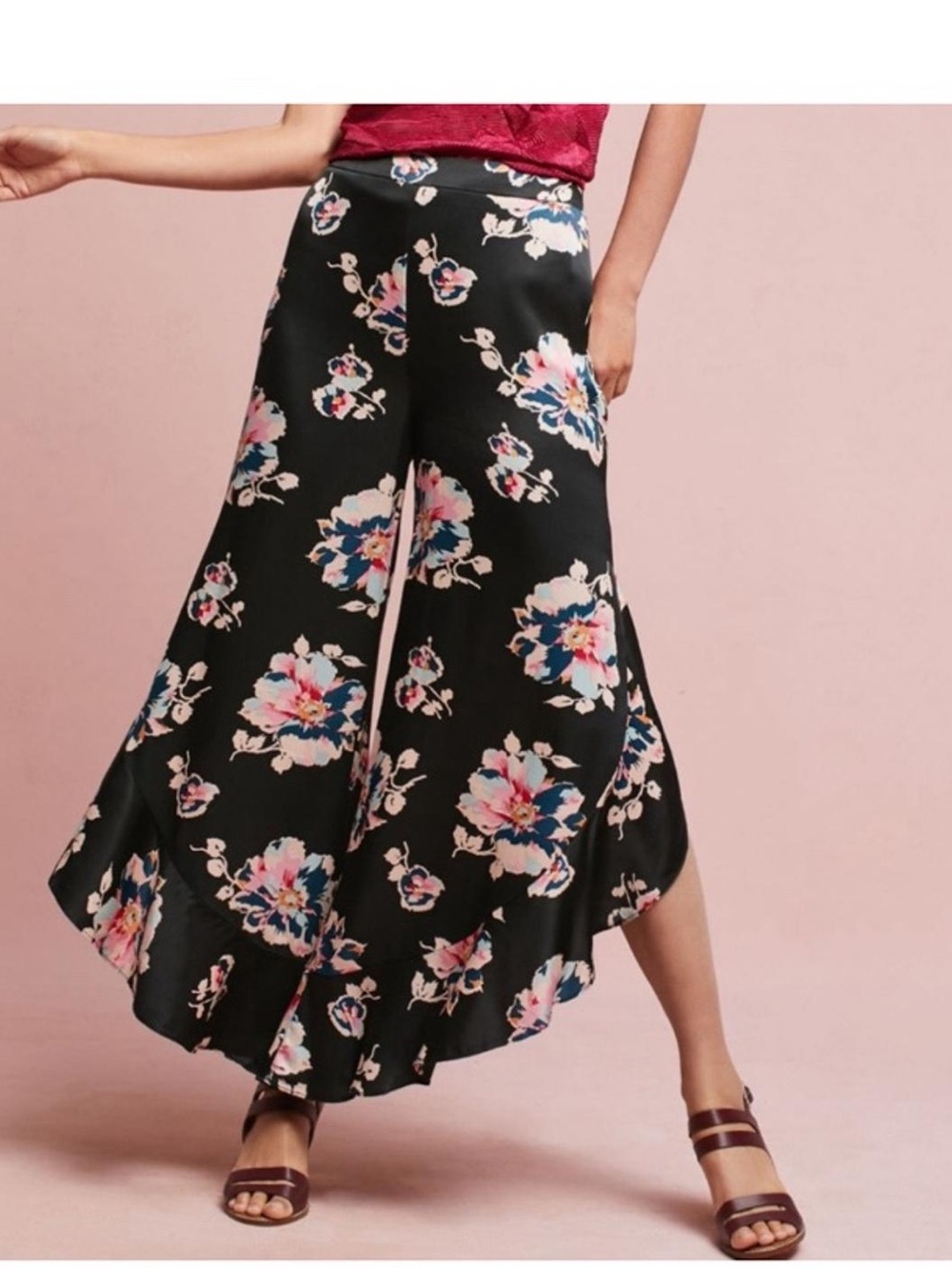 ANTHRO | ELEVENSES Floral Wide Leg Pants